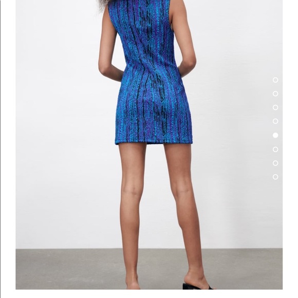 BLUE ZARA MINI DRESS TEXTURED - Picture 2 of 4